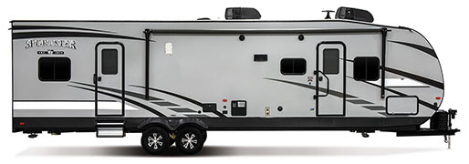 2019 KZ RV Sportster 321THR13 Travel Trailer Toy Hauler Exterior Side Profile Door Side