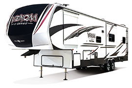 2019 KZ RV Venom V-Series V3517DK Fifth Wheel Toy Hauler Exterior Front 3-4 Off Door Side
