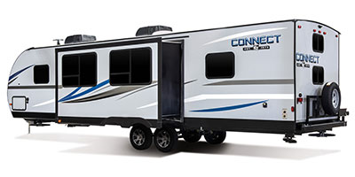 2019 KZ RV Connect C332BHK Travel Trailer Exterior Rear 3-4 Off Door Side with Slide Out