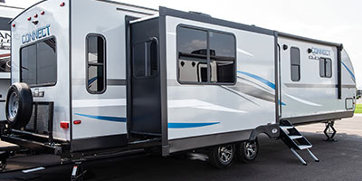 2020 KZ RV Connect C313RL Travel Trailer Exterior Rear 3-4 Door Side with Slide Out