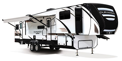 2019 KZ RV Durango D342FLQ Fifth Wheel Exterior Front 3-4 Door Side with Awning and Slide Out