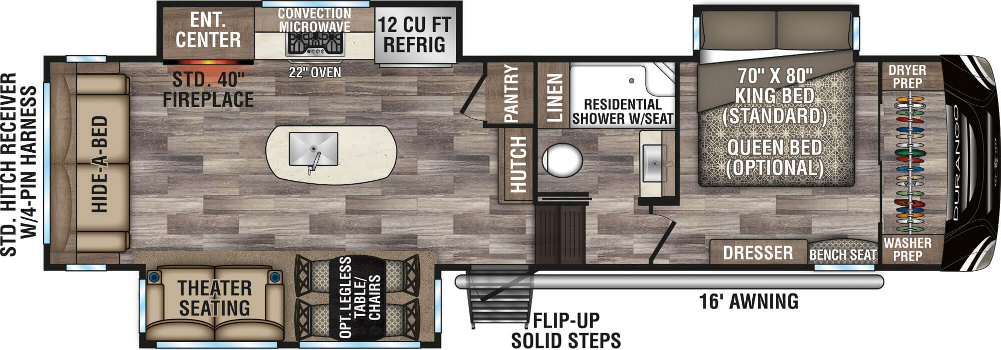 2020 KZ RV Durango D301RLT Fifth Wheel Floorplan