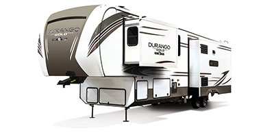 2020 KZ RV Durango Gold G384RLT Fifth Wheel Exterior Front 3-4 Off Door Side with Slide Out