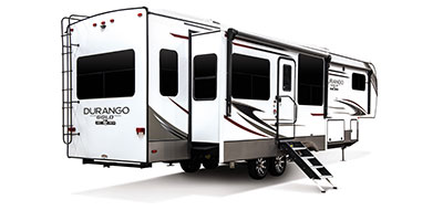 2020 KZ RV Durango Gold G384RLT Fifth Wheel Exterior Rear 3-4 Door Side with Slide Out