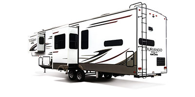 2020 KZ RV Durango Gold G391RKQ Fifth Wheel Exterior Rear 3-4 Off Door Side with Slide Out