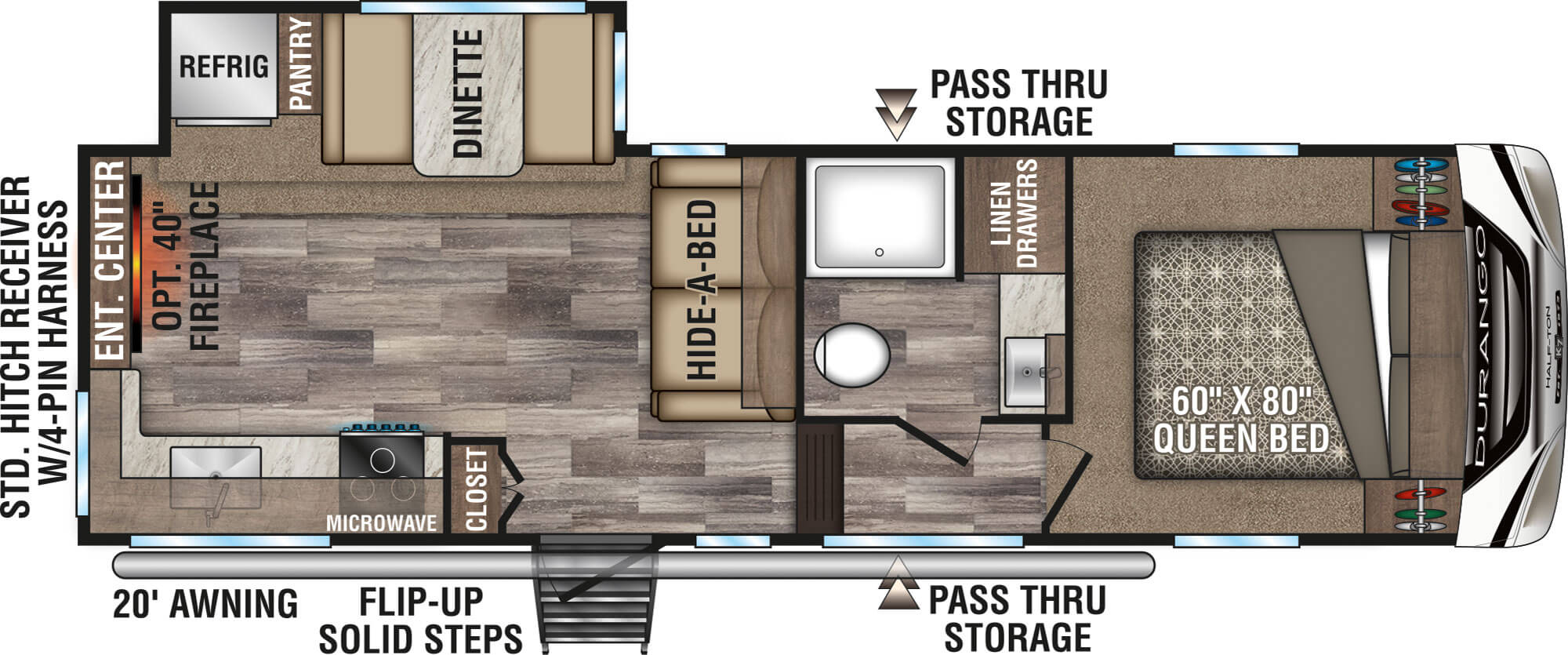 2020 KZ RV Durango D250RES Fifth Wheel Floorplan