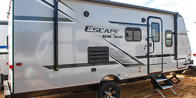 2019 KZ RV Escape E191SS Travel Trailer Exterior Rear 3-4 Door Side