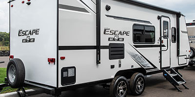 2020 KZ RV Escape E211RB Travel Trailer Exterior Rear 3-4 Door Side