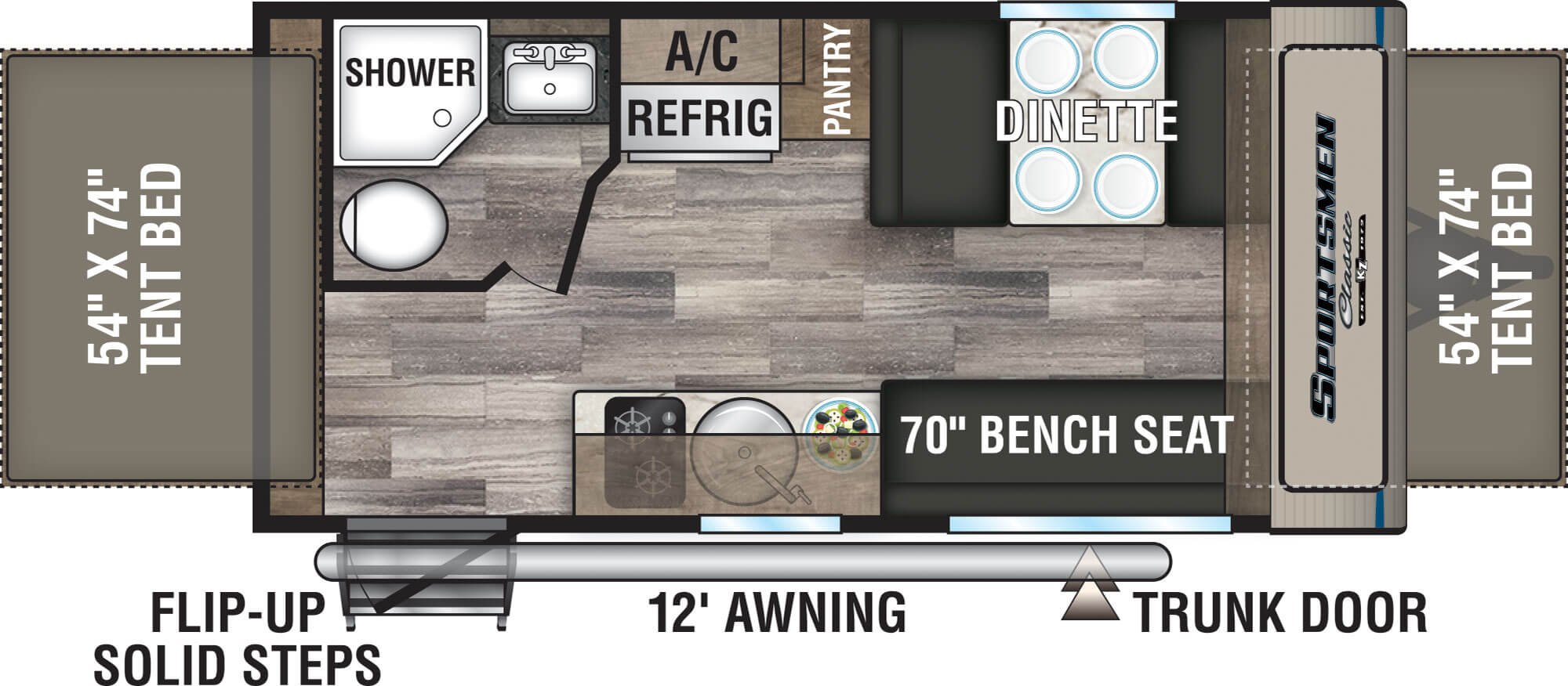 2020 KZ RV Sportsmen Classic 160RBT Travel Trailer Floorplan
