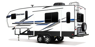 2019 KZ RV Sportsmen 251RL Fifth Wheel Exterior Rear 3-4 Off Door Side