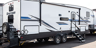 2020 KZ RV Sportsmen 292BHK Fifth Wheel Exterior Rear 3-4 Door Side