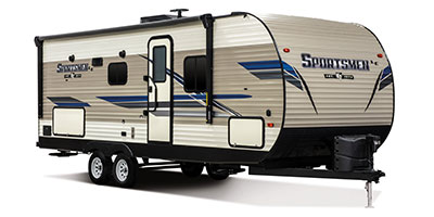 2019 KZ RV Sportsmen LE 231BHKLE Travel Trailer Exterior Front 3-4 Door Side