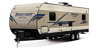 2019 KZ RV Sportsmen LE 250THLE Travel Trailer Toy Hauler Exterior Front 3-4 Off Door Side