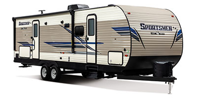 2019 KZ RV Sportsmen LE 281BHKLE Travel Trailer Exterior Front 3-4 Door Side