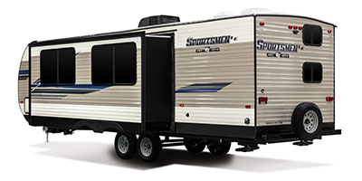 2019 KZ RV Sportsmen LE 281BHKLE Travel Trailer Exterior Rear 3-4 Off Door Side Slide Out