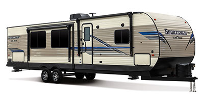 2019 KZ RV Sportsmen LE 343BHKLE Travel Trailer Exterior Front 3-4 Door Side
