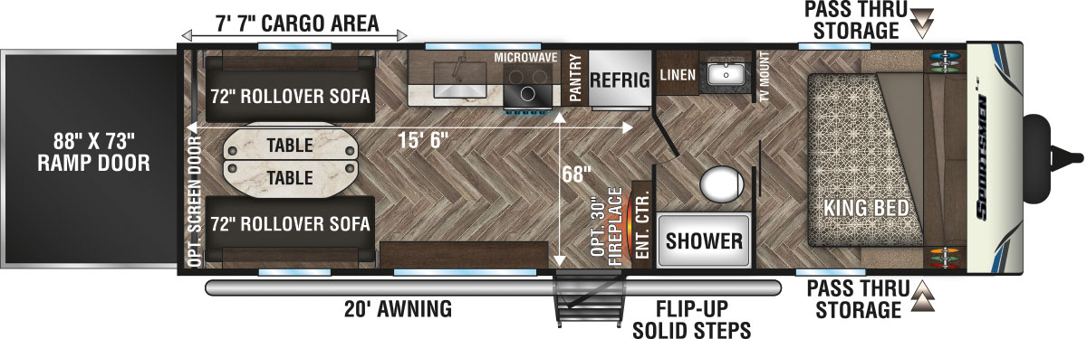 2020 KZ RV Sportsmen LE 270THLE Travel Trailer Toy Hauler Floorplan
