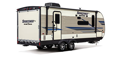 2020 KZ RV Sportsmen LE 200THLE Travel Trailer Toy Hauler Exterior Rear 3-4 Door Side