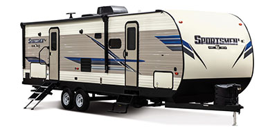 2020 KZ RV Sportsmen LE 281BHKLE Travel Trailer Exterior Front 3-4 Door Side