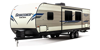 2020 KZ RV Sportsmen LE 301BHKLE Travel Trailer Exterior Front 3-4 Off Door Side