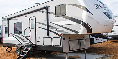 2019 KZ RV Sportster 280TH Fifth Wheel Toy Hauler Exterior Front 3-4 Door Side