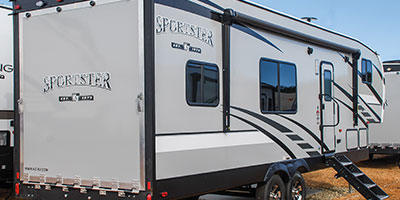 2019 KZ RV Sportster 280TH Fifth Wheel Toy Hauler Exterior Rear 3-4 Door Side