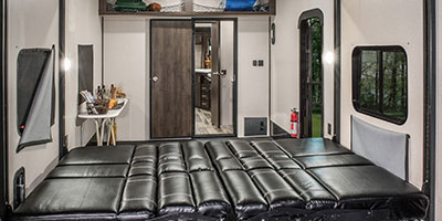 2019 KZ RV Sportster 321THR13 Travel Trailer Toy Hauler Cargo Area Sofa Down
