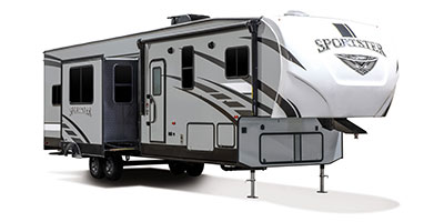 2019 KZ RV Sportster 343TH11 Fifth Wheel Toy Hauler Exterior Front 3-4 Door Side Slide Out