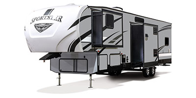 2019 KZ RV Sportster 343TH11 Fifth Wheel Toy Hauler Exterior Front 3-4 Off Door Side Slide Out