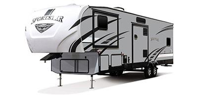 2019 KZ RV Sportster 343TH11 Fifth Wheel Toy Hauler Exterior Front 3-4 Off Door Side