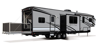 2019 KZ RV Sportster 343TH11 Fifth Wheel Toy Hauler Exterior Rear 3-4 Door Side Slide Out