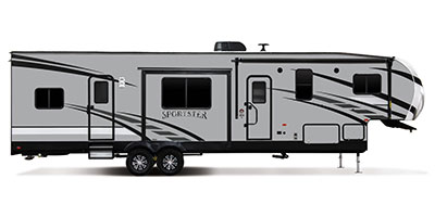 2019 KZ RV Sportster 343TH11 Fifth Wheel Toy Hauler Exterior Side Profile Door Side