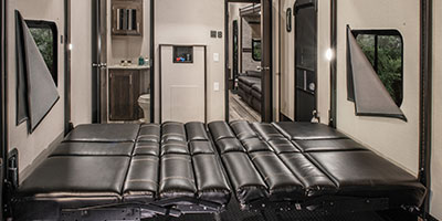 2019 KZ RV Sportster 343TH11 Fifth Wheel Toy Hauler Cargo Area Dinette Down