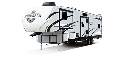 2020 KZ RV Sportster 343TH11 Fifth Wheel Toy Hauler Exterior Front 3-4 Off Door Side