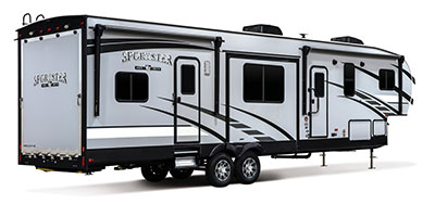 2020 KZ RV Sportster 343TH11 Fifth Wheel Toy Hauler Exterior Rear 3-4 Door Side