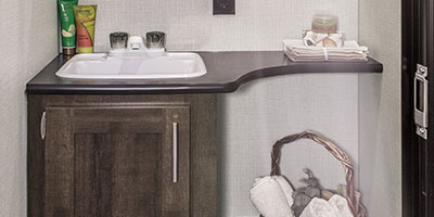 2020 KZ RV Sportster 343TH11 Fifth Wheel Toy Hauler Cargo Area Bathroom