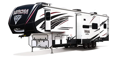 2019 KZ RV Venom 3911TK Fifth Wheel Toy Hauler Exterior Front 3-4 Off Door Side with Slide Out