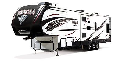 2019 KZ RV Venom 4013TK Fifth Wheel Toy Hauler Exterior Front 3-4 Off Door Side