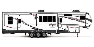 2020 KZ RV Venom V-Series V3916TK Fifth Wheel Toy Hauler Exterior Side Profile Door Side