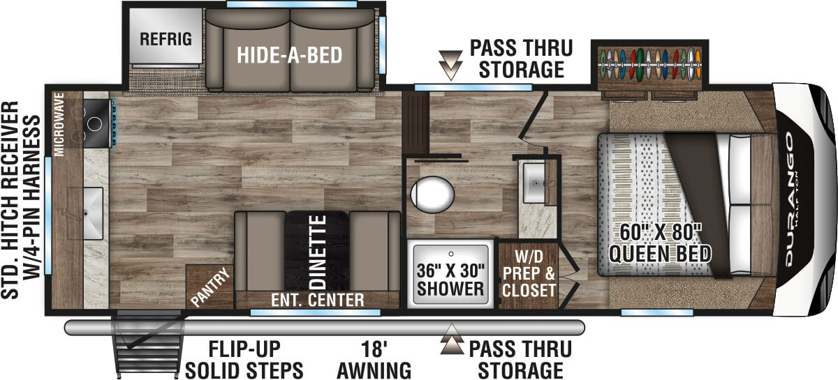 2021 KZ RV Durango Half-Ton D230RKD Fifth Wheel Floorplan