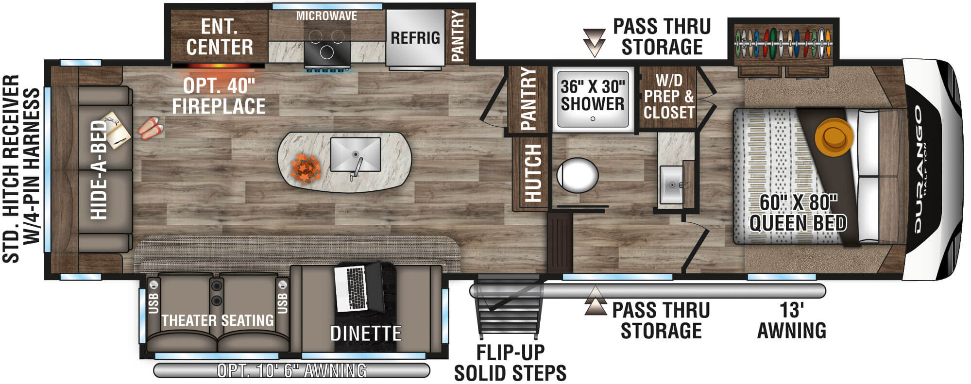 2021 KZ RV Durango D283RLT Fifth Wheel Floorplan