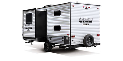 2021 KZ RV Sportsmen Classic 181BH Travel Trailer Exterior Rear 3-4 Off Door Side with Slide Out