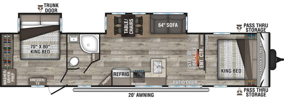 2021 KZ RV Sportsmen Destination 362DB Travel Trailer Floorplan