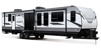 2021 KZ RV Sportsmen Destination 363FL Travel Trailer Exterior Front 3-4 Door Side