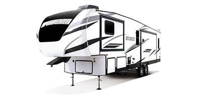 2021 KZ RV Sportsmen 303RL Fifth Wheel Exterior Front 3-4 Off Door Side