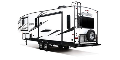 2021 KZ RV Sportsmen 303RL Fifth Wheel Exterior Rear 3-4 Off Door Side
