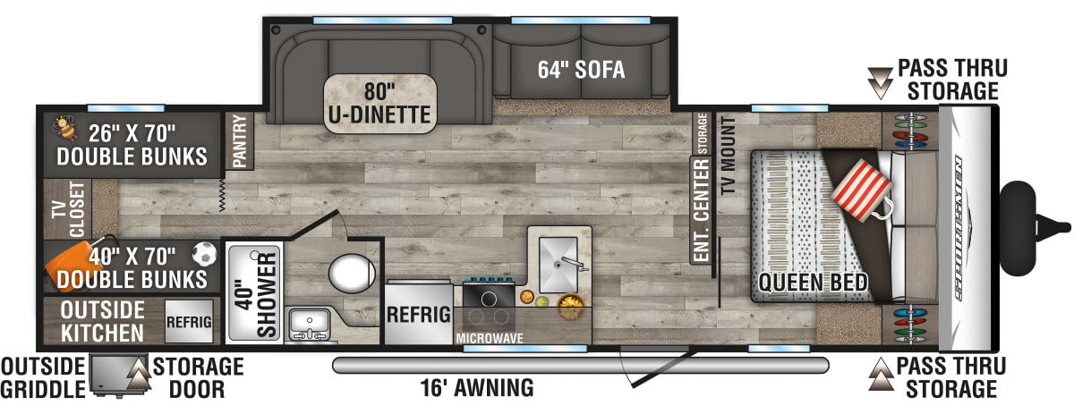 2021 KZ RV Sportsmen SE 301BHKSE Travel Trailer Floorplan