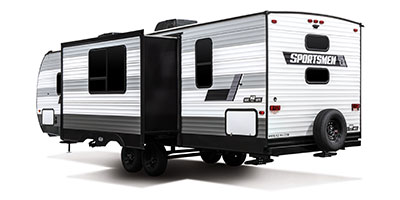 2021 KZ RV Sportsmen SE 281BHSE Travel Trailer Exterior Rear 3-4 Off Door Side with Slide Out