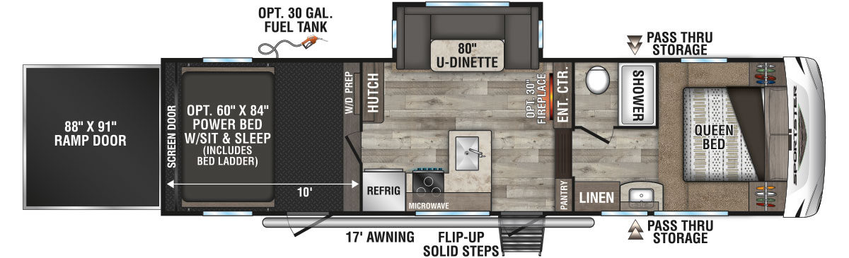 2021 KZ RV Sportster 311TH10 Fifth Wheel Toy Hauler Floorplan