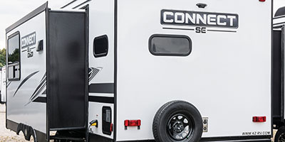 2022 KZ RV Connect SE C211MKSE Travel Trailer Exterior Rear 3-4 Off Door Side with Slide Out